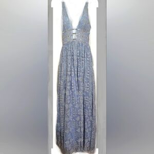 GB Juniors sparkling silver glitter Pastel blue long formal party dress Size 1